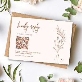 Minimalistisch Terracotta Burnt Orange Boho Weddin RSVP Karte