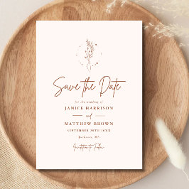 Minimalistisch Terracotta Burnt Orange Boho Weddin Save The Date