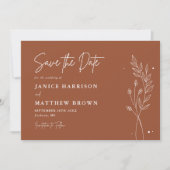 Minimalistisch Terracotta Burnt Orange Boho Weddin Save The Date (Vorderseite)