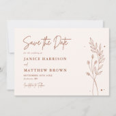 Minimalistisch Terracotta Burnt Orange Boho Weddin Save The Date (Vorderseite)