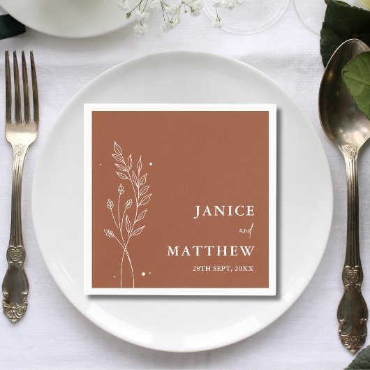 Minimalistisch Terracotta Burnt Orange Boho Weddin Serviette