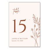 Minimalistisch Terracotta Burnt Orange Boho Weddin Tischnummer (Vorderseite)