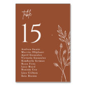 Minimalistisch Terracotta Burnt Orange Boho Weddin Tischnummer (Vorderseite)