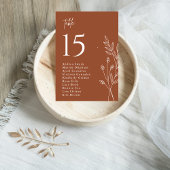 Minimalistisch Terracotta Burnt Orange Boho Weddin Tischnummer