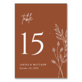 Minimalistisch Terracotta Burnt Orange Boho Weddin Tischnummer (Vorderseite)