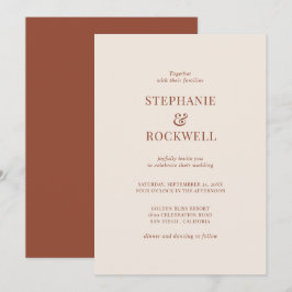 Minimalistisch Terracotta Burnt Orange Wedding Einladung