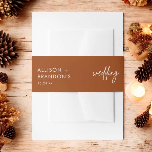 Minimalistisch Terracotta Burnt Orange Wedding Nam Einladungsbanderole