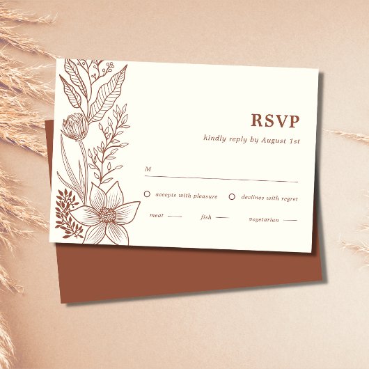 Minimalistisch Terracotta Burnt Orange Wedding RSV RSVP Karte