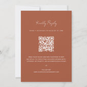 Minimalistisch Terracotta Burnt QR Code UAWG Weddi Einladung (Rückseite)