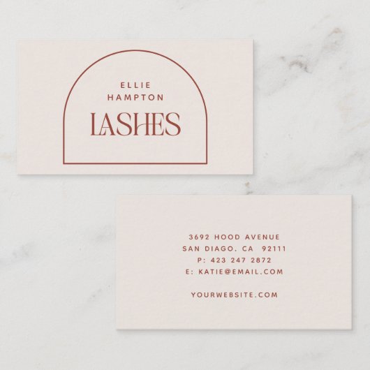 Minimalistisch Terracotta & Cream Arte Schöne Wein Visitenkarte (Vorne/Hinten)