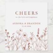 Minimalistisch Terracotta Fall Boho Wildblume Hoch Weinetikett (Einzelnes Label)