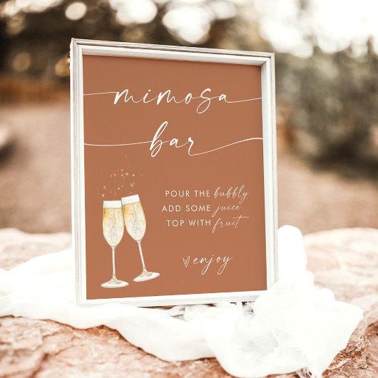 Minimalistisch Terracotta Mimosa Bar Sign Poster