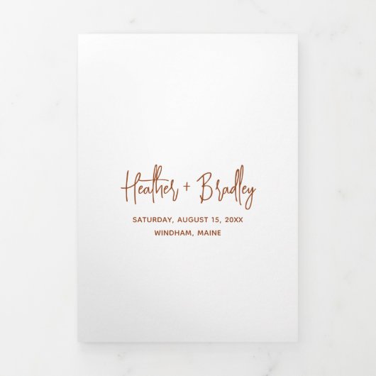 Minimalistisch Terracotta Moderne Hochzeit Dreifach Gefaltete Einladung (Cover)