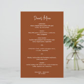 Minimalistisch Terracotta Modernes Hochzeitsmenü (Stehend Vorderseite)