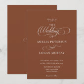 Minimalistisch Terracotta | Whimsical Script Weddi Einladung (Vorne/Hinten)