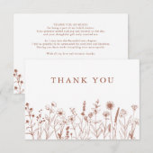 Minimalistisch Terracotta Wildblume Brautparty Dankeskarte (Vorne/Hinten)