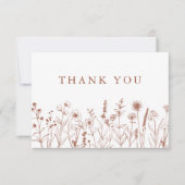 Minimalistisch Terracotta Wildblume Foto Hochzeit Dankeskarte (Vorderseite)