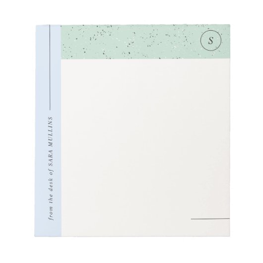 Minimalistisch Terrazzo Monogram Notepad - Blau Notizblock (Vorderseite)