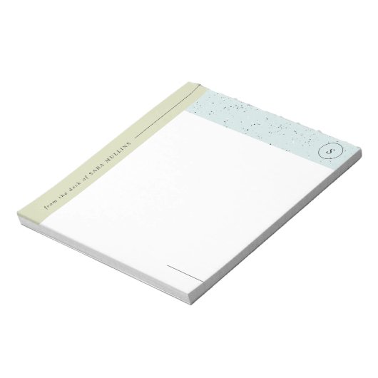 Minimalistisch Terrazzo Monogram Notepad - Grün Notizblock (Rotiert)