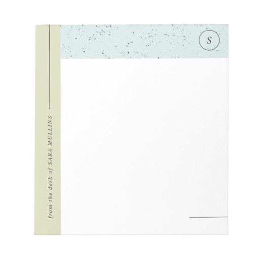 Minimalistisch Terrazzo Monogram Notepad - Grün Notizblock (Vorderseite)