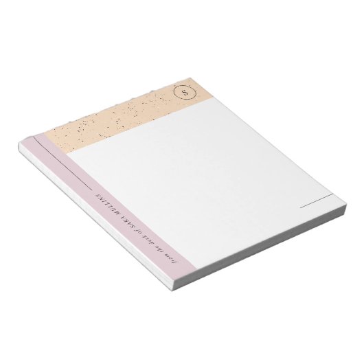 Minimalistisch Terrazzo Monogram Notepad - Lila Notizblock (angewinkelt)