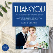Minimalistisch Text Blue Wedding Vielen Dank Karte