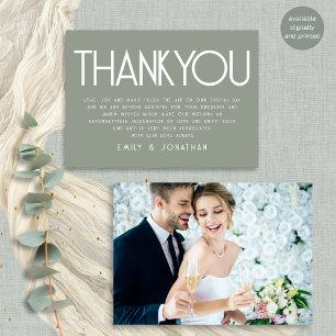 Minimalistisch Text Sage Green Wedding Vielen Dank Karte