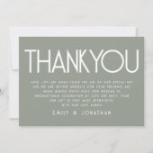 Minimalistisch Text Sage Green Wedding Vielen Dank Karte (Vorderseite)