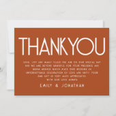 Minimalistisch Text Terracotta Wedding Vielen Dank Karte (Vorderseite)