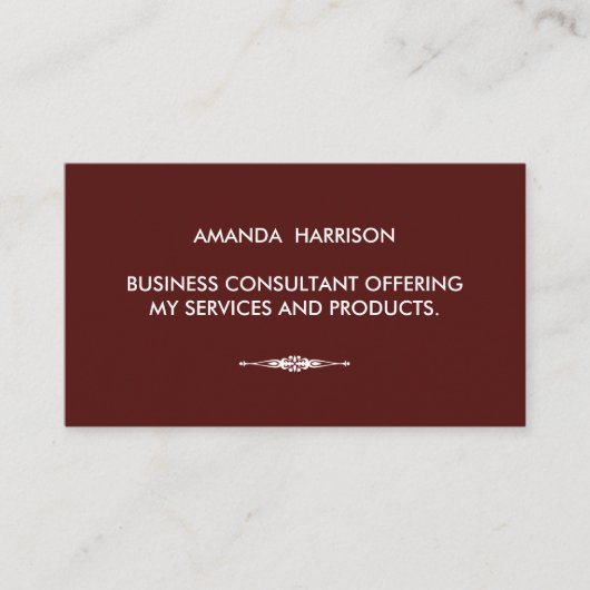 Minimalistisch Textuell mit verziertem Element Red Visitenkarte (Vorderseite)