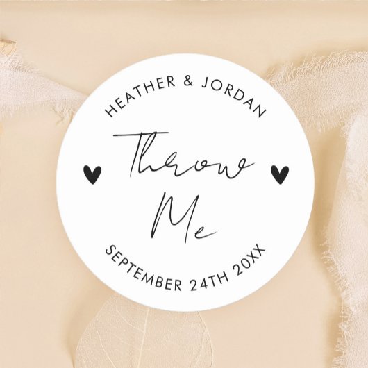 Minimalistisch Throw Me Wedding Toss Confetti Gefa Runder Aufkleber