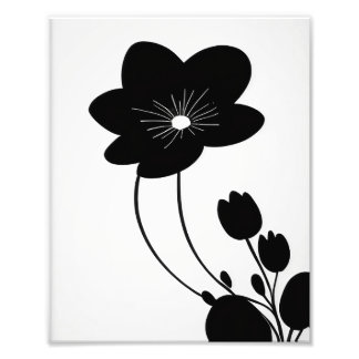 Minimalistisch-Tinte-Blume Blumengestapel Fotodruck