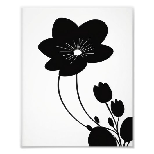 Minimalistisch-Tinte-Blume Blumengestapel Fotodruck (Vorne)