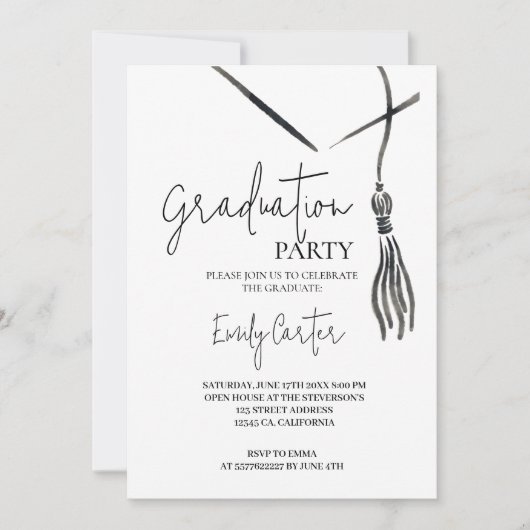 Minimalistisch-Tinte-Kalligrafie-Abschluss Einladung (Vorderseite)