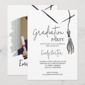 Minimalistisch-Tinte-Kalligrafie-Abschluss Einladung (Vorne/Hinten)