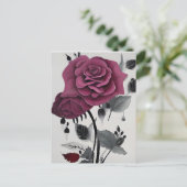 Minimalistisch-Tinte-Rose Abstraktes Blumendesign Postkarte (Stehend Vorderseite)
