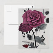 Minimalistisch-Tinte-Rose Abstraktes Blumendesign Postkarte (Vorne/Hinten)