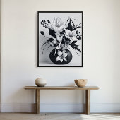 Minimalistisch-Tinte-Rose Vase Stilvoll Zeichnend Poster