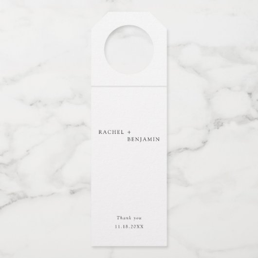 Minimalistisch Traditionelle Einfache Schwarz-weiß Flaschenanhänger (Vorderseite)