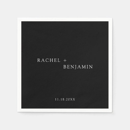 Minimalistisch Traditionelle Einfache Schwarz-weiß Serviette (Vorderseite)