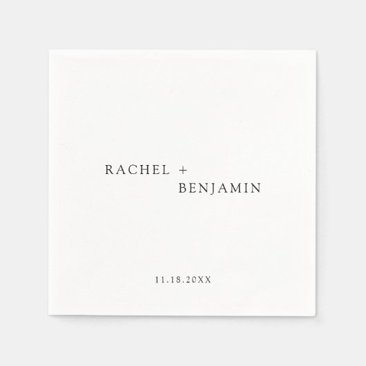 Minimalistisch Traditionelle Einfache Schwarz-weiß Serviette (Vorderseite)