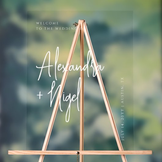 Minimalistisch transparente Hochzeitsstimmung Acrylschild (Neutral)