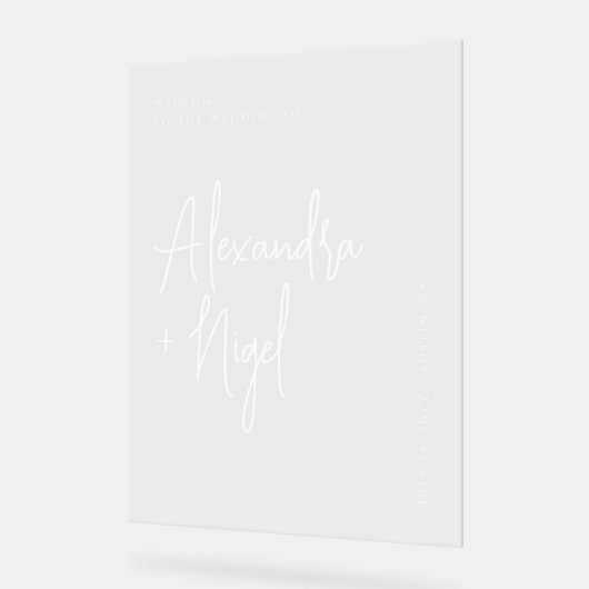 Minimalistisch transparente Hochzeitsstimmung Acrylschild (Winkel)