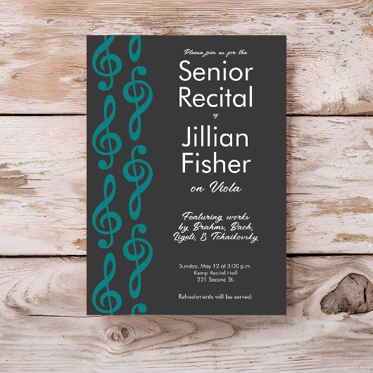 Minimalistisch Treble Clef Senior Music Erwägungsg Einladung