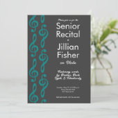 Minimalistisch Treble Clef Senior Music Erwägungsg Einladung (Stehend Vorderseite)