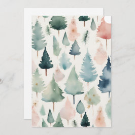 Minimalistisch Trendy Christmas Trees Wasserfarbe Feiertagskarte