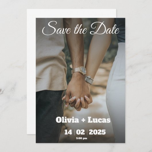 Minimalistisch Trendy Foto Save the Date Card Einl Einladung (Vorne/Hinten)