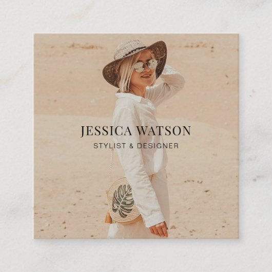 Minimalistisch trendy Full Foto Simple Fotografy Quadratische Visitenkarte (Vorderseite)