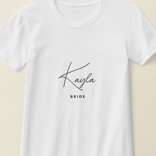 Minimalistisch Trendy Personalisiert Bride T-Shirt