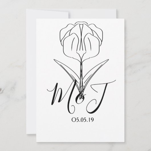 Minimalistisch Tulip Floral Botany Wedding Einladung (Rückseite)